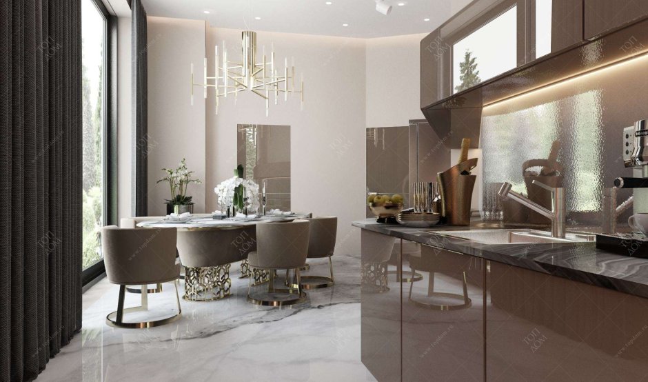 Кухня олива и мокко