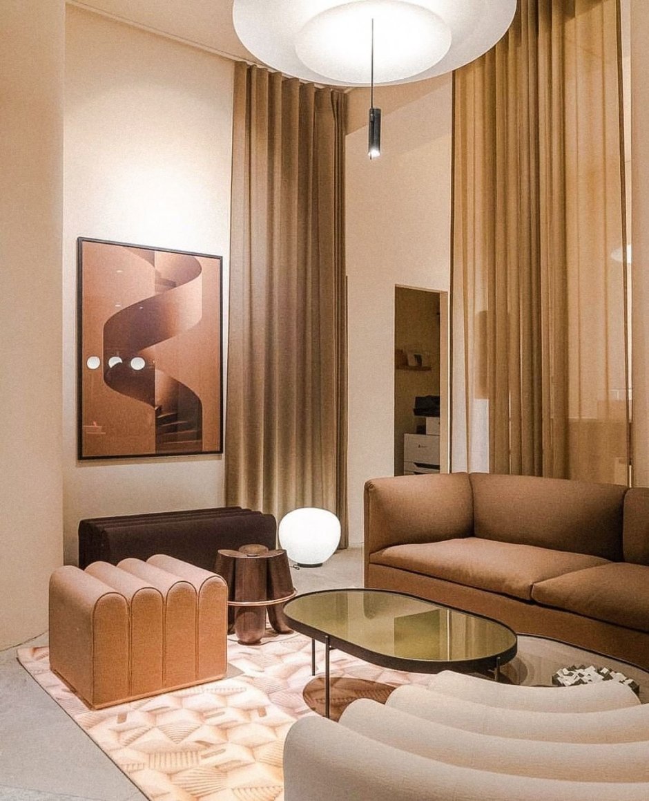 Мокко в интерьере гостиной