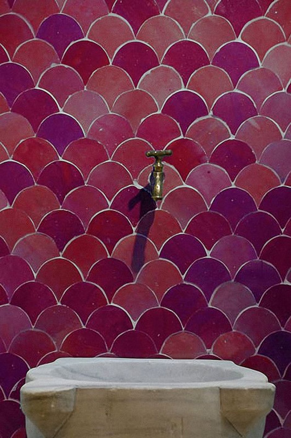 Мозаика рыбья чешуя розовая