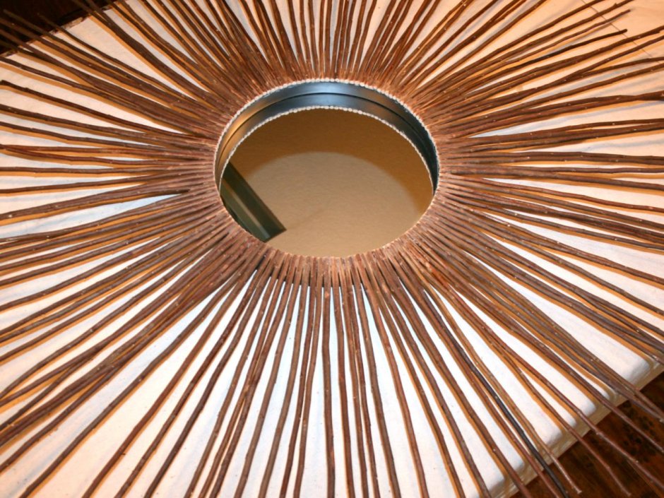 Настенное зеркало солнце лучистое золотое, 50 см, Boltze