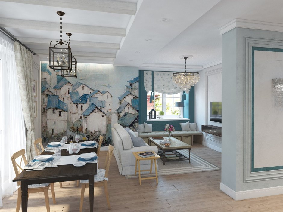 Оштукатуренные стены в стиле Прованс