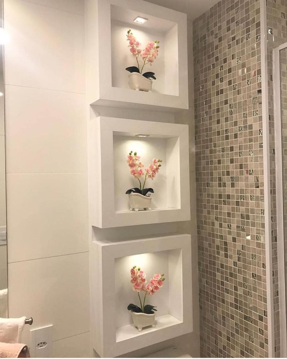 Полки в ванной комнате из гипсокартона