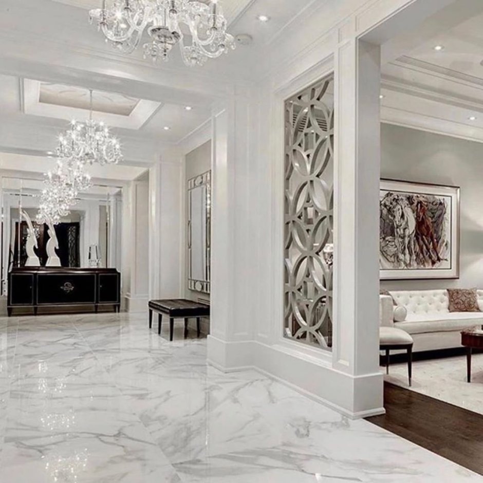 Гостиная с мраморным полом