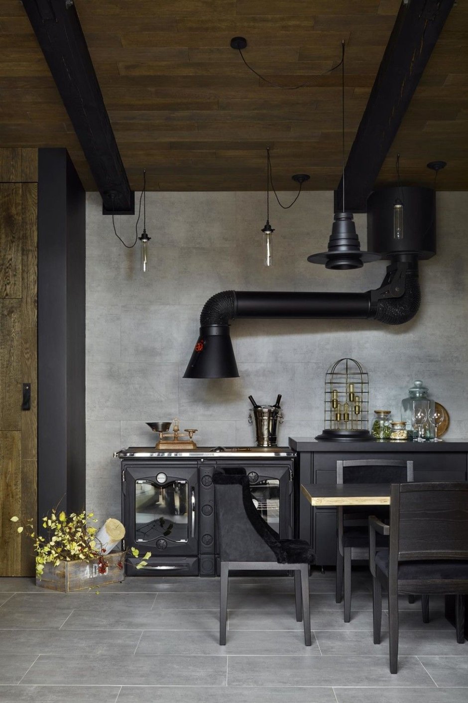 Кухни лофт синего цвета