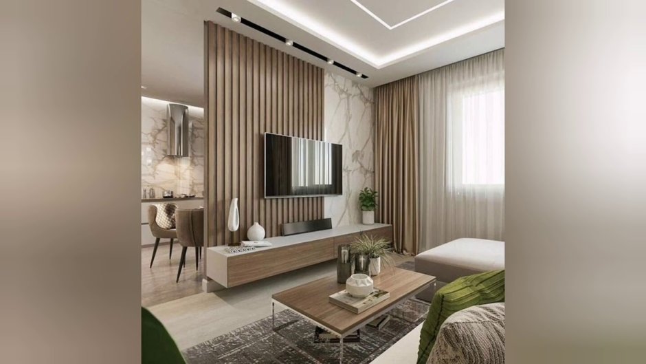 Рейки на стене с телевизором