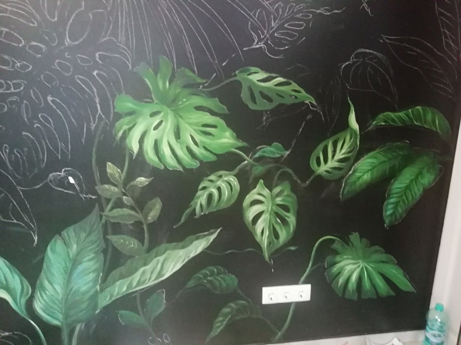 Роспись стен листья