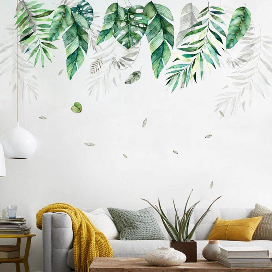 Тропические листья на стене