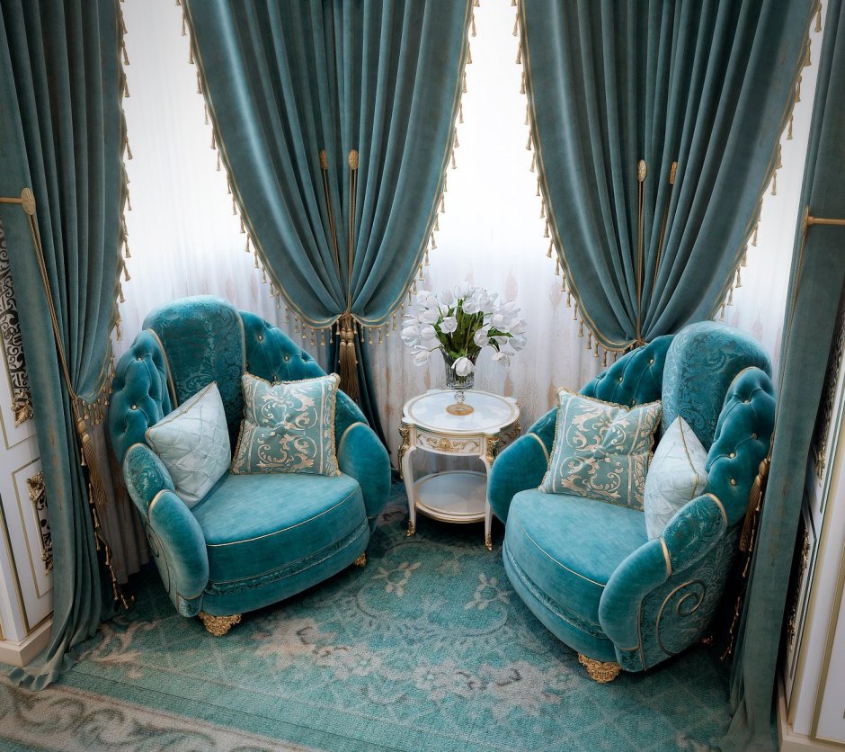 Шторы в гостиную в венецианском стиле