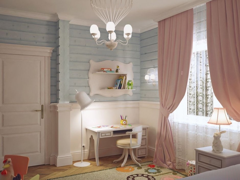 Комната для девочки в деревянном доме