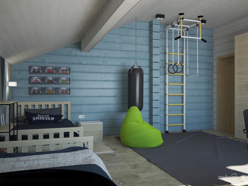 Комната для мальчика в деревянном доме