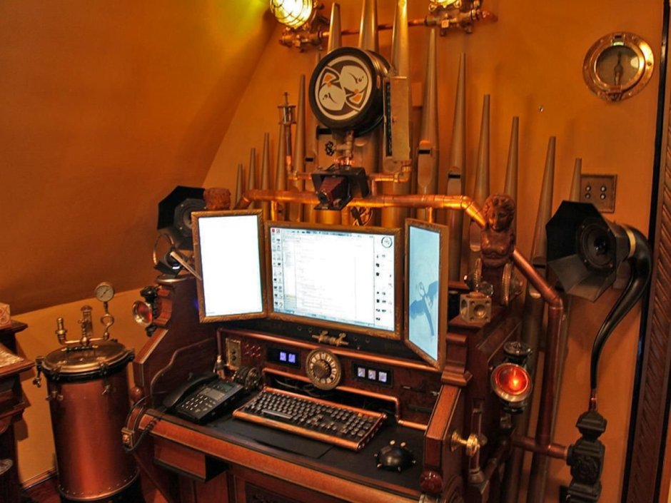 Концепт арт Steampunk лаборатория