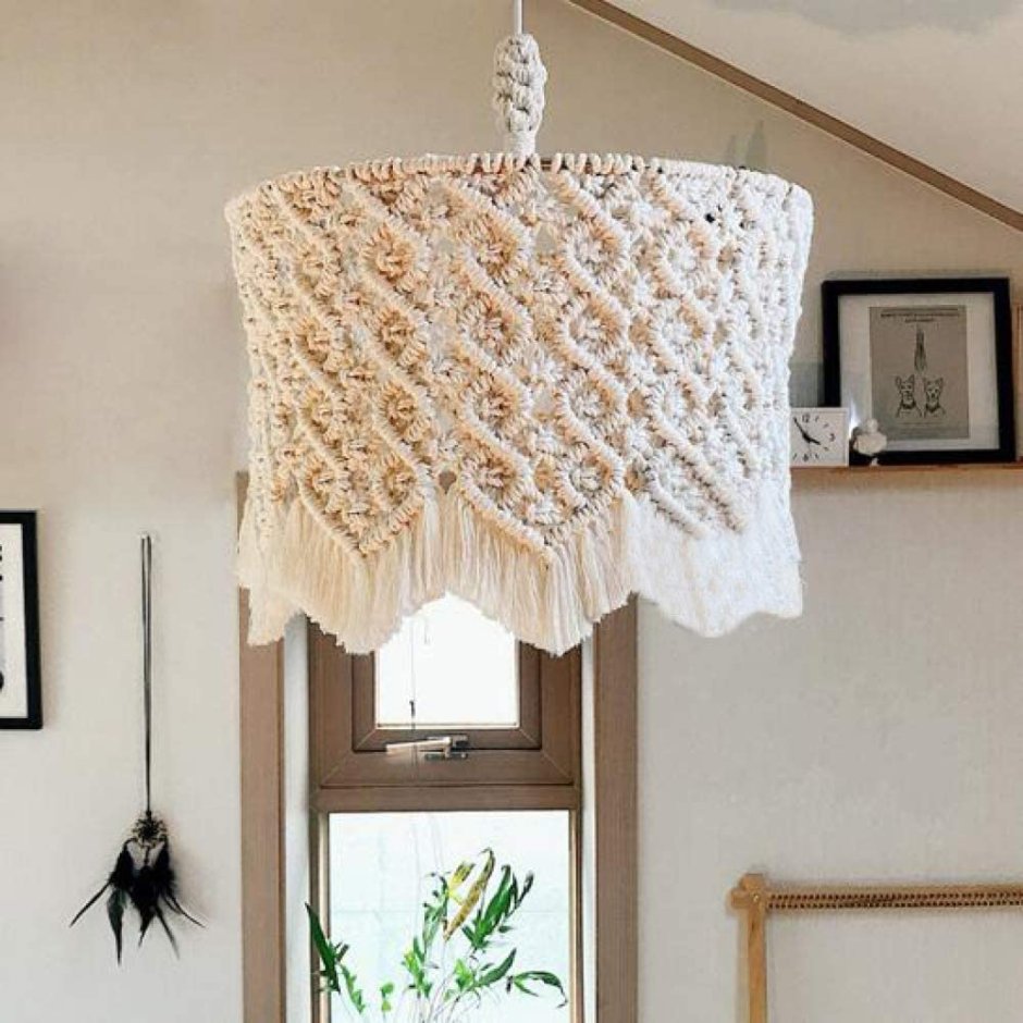 Люстра бохо плетеная солома