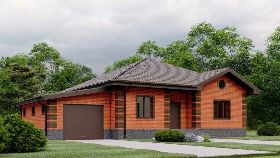 Кирпичный одноэтажный дом 140кв