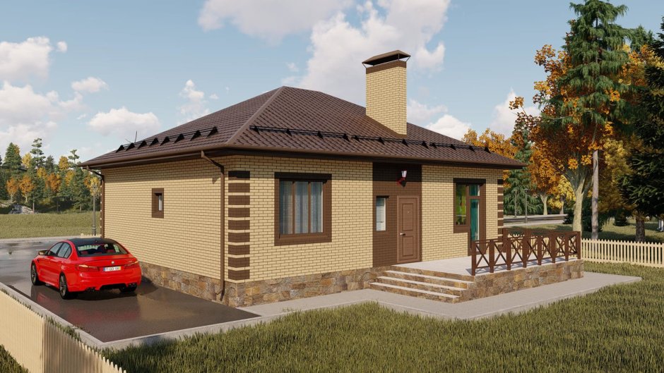 Одноэтажный кирпичный дом 80 кв.м