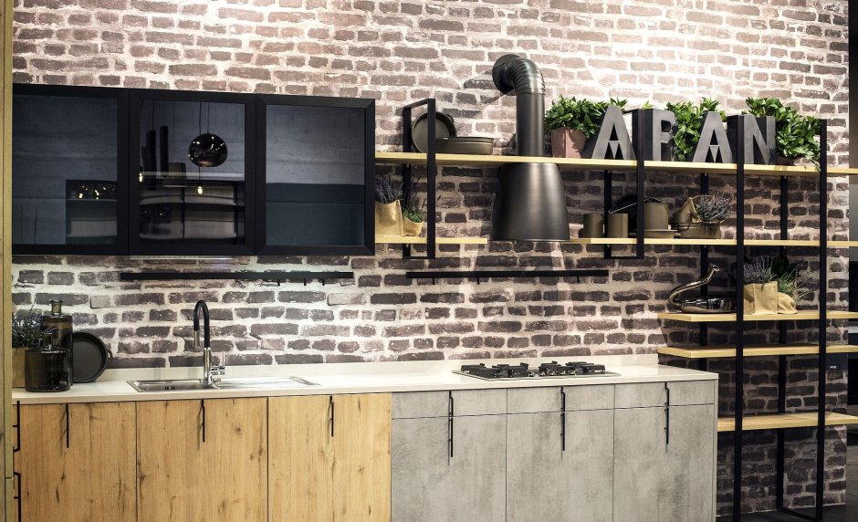 Кухонный гарнитур из металла в стиле лофт