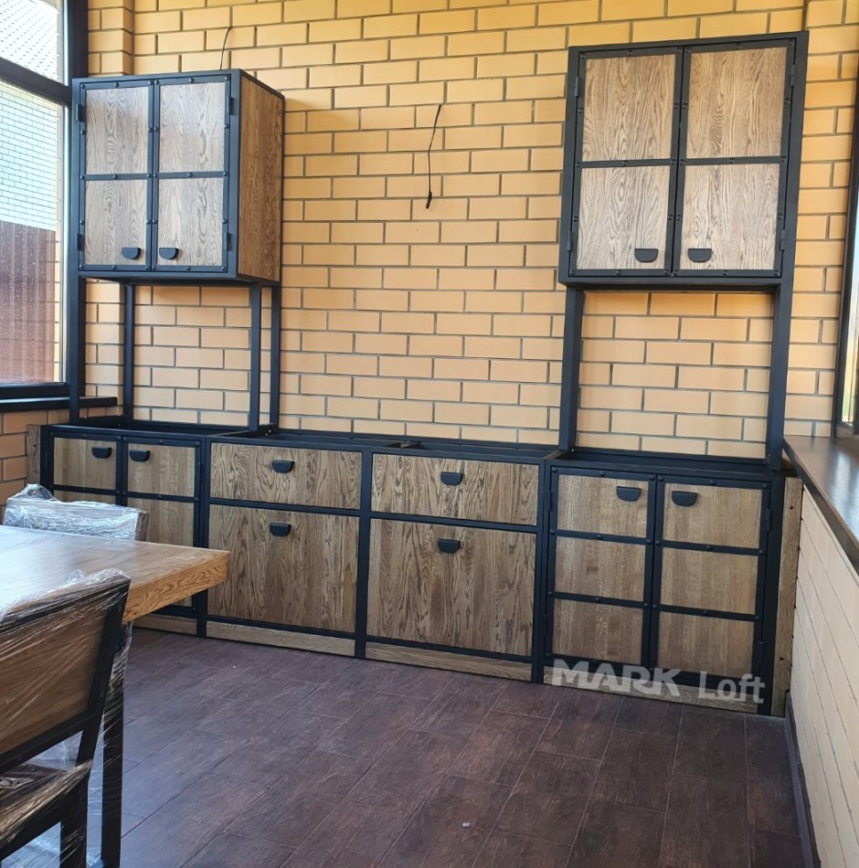 Кухонный гарнитур из металла в стиле лофт