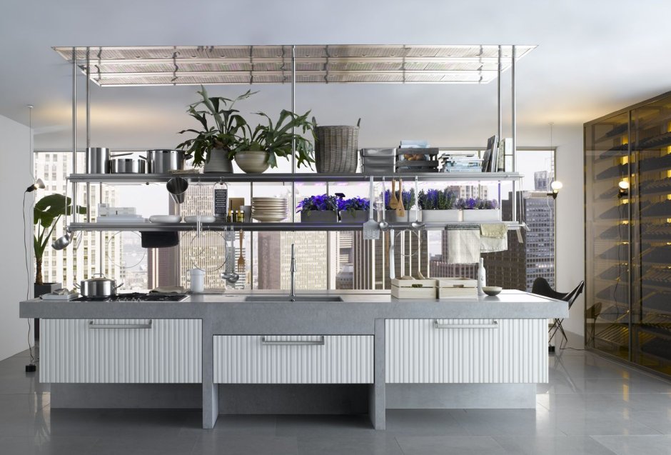 Подвесной стеллаж на кухню