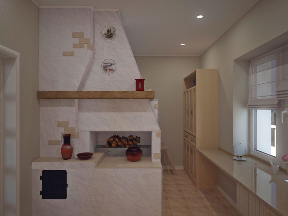 Кухня с печкой планировка