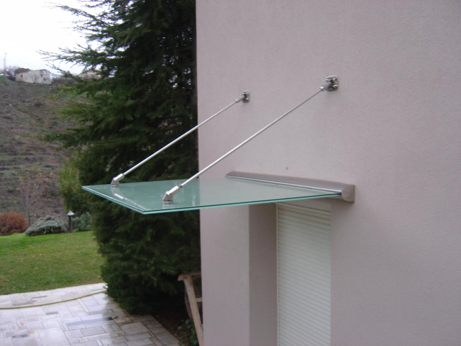 Стеклянный козырек на тягах YP-3 размер 1500х2000 мм