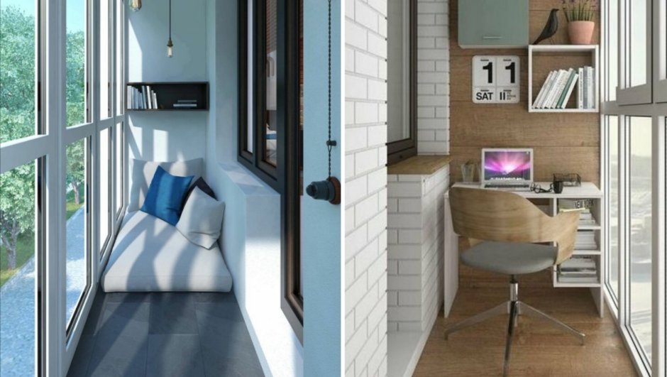 Кабинет на балконе в скандинавском стиле