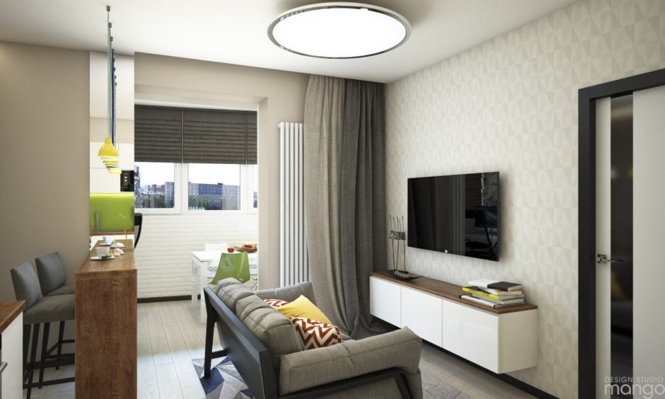 Гостиная Объединенная с балконом