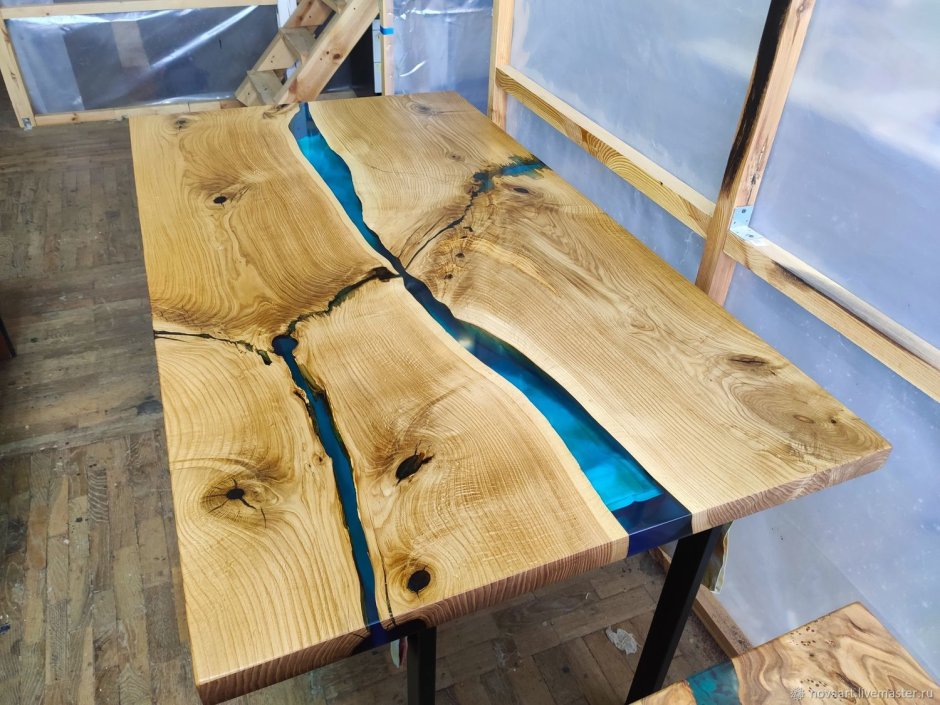 Стол слэб дуб река