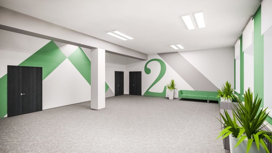 Современный школьный коридор