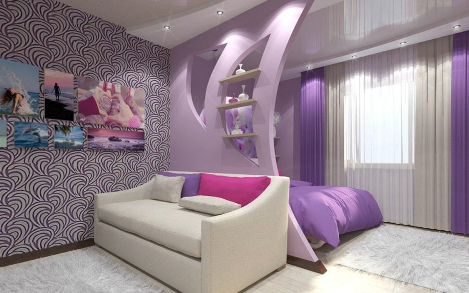 Зонирование детской комнаты и гостиной 20 кв