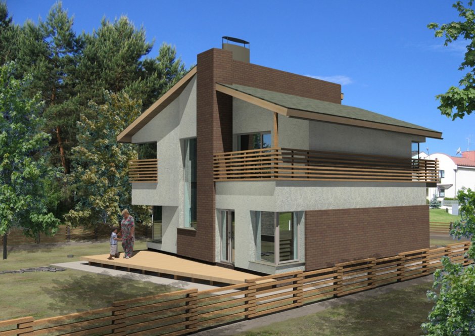 Дом с разноуровневой крышей