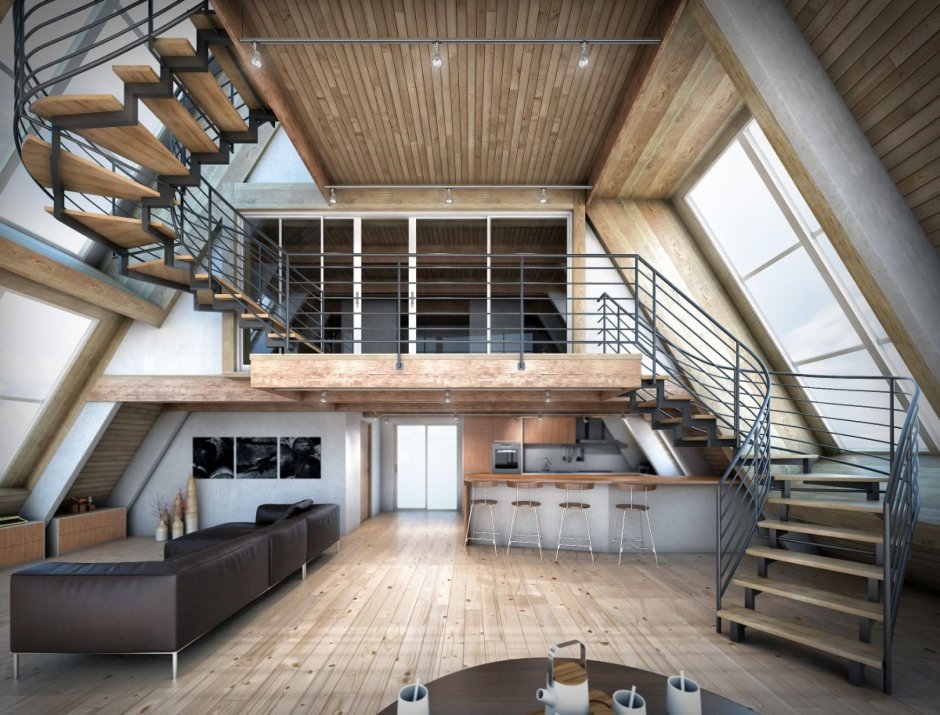 Мансарда под односкатной кровлей