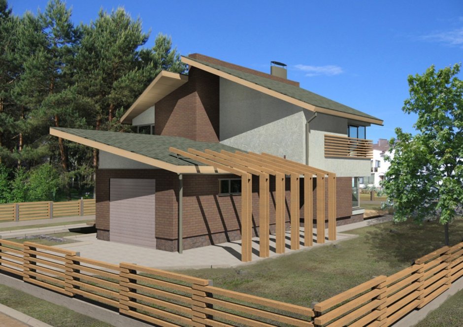 Двухуровневая крыша на одноэтажном доме