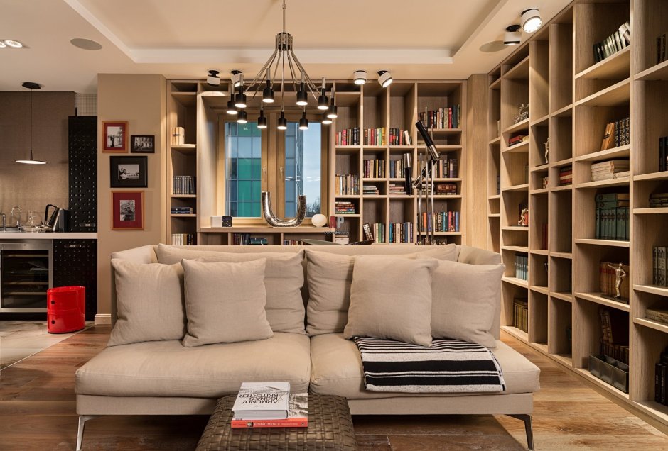 Гостиная с книжным шкафом