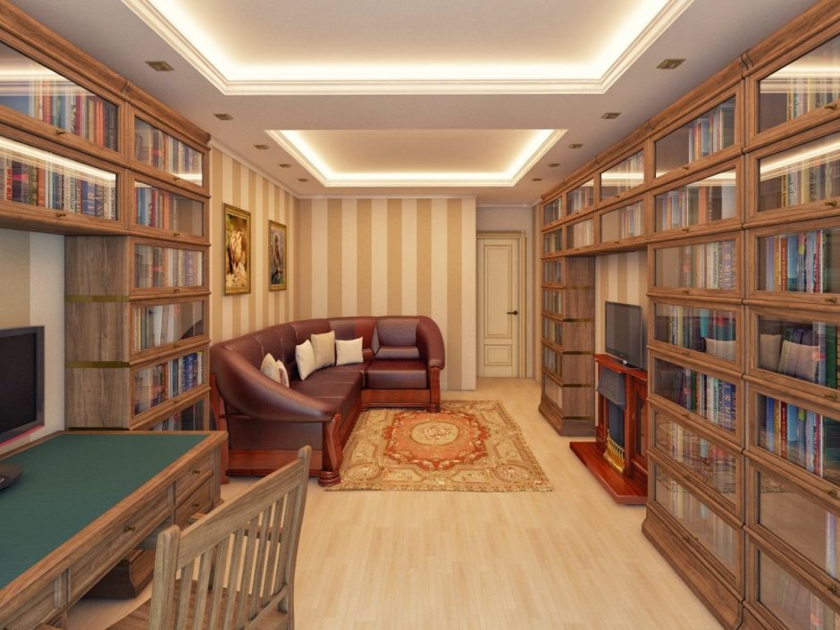 Кабинет библиотека интерьер