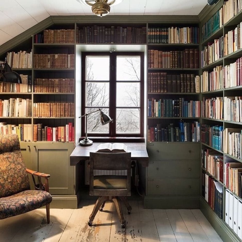 Домашняя библиотека интерьер