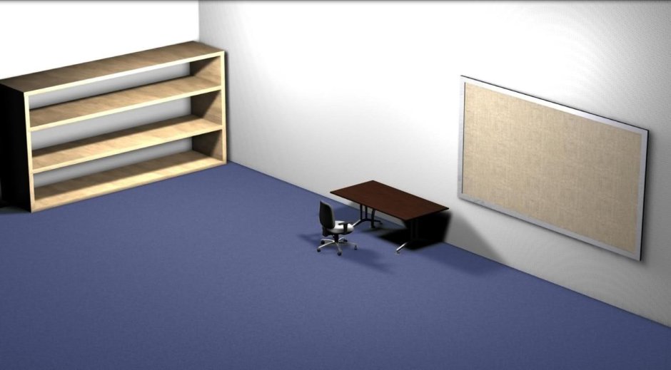 Комната с полками на рабочий стол