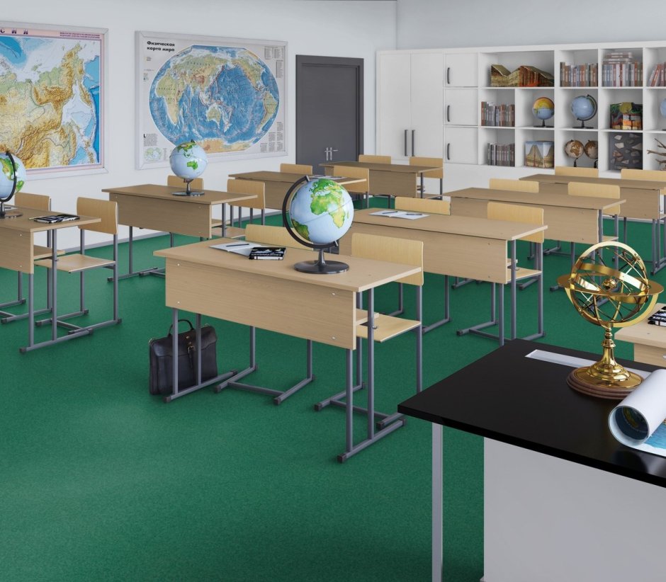 Стены в кабинете географии