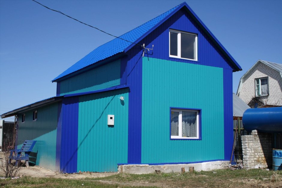 Отделка фасада профнастилом