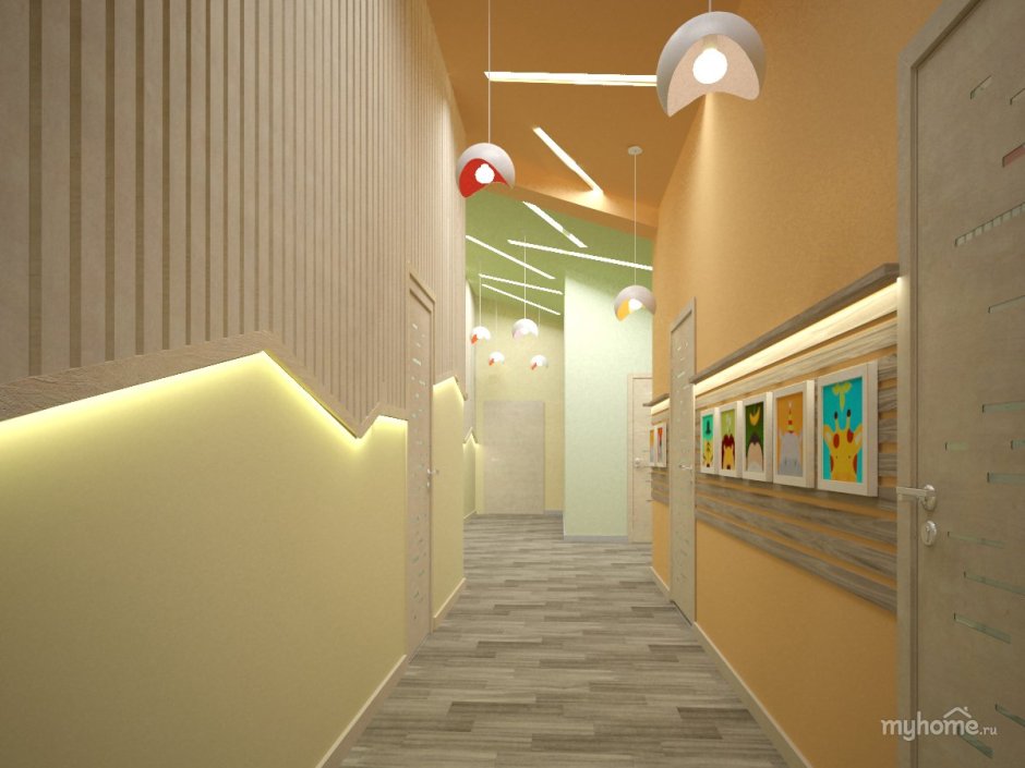 Интерьер коридора в школе