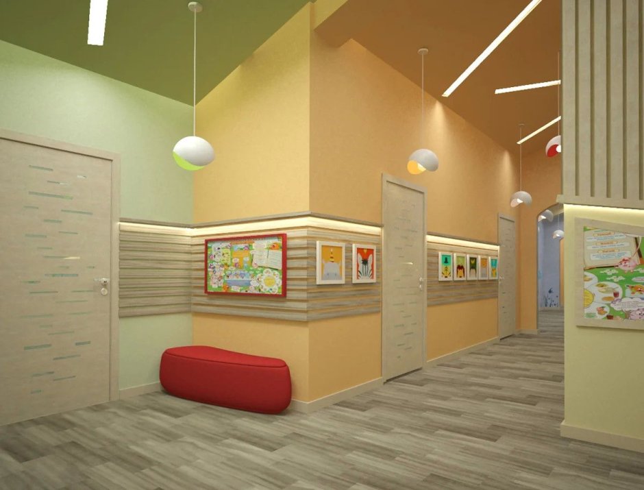 Стены холла в детском саду