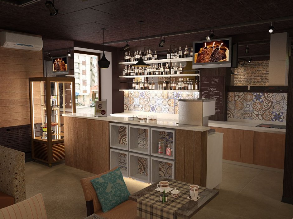 Интерьер мини кофейни