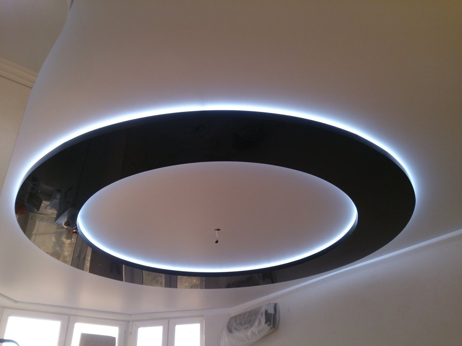 Двухуровневые натяжные потолки с подсветкой