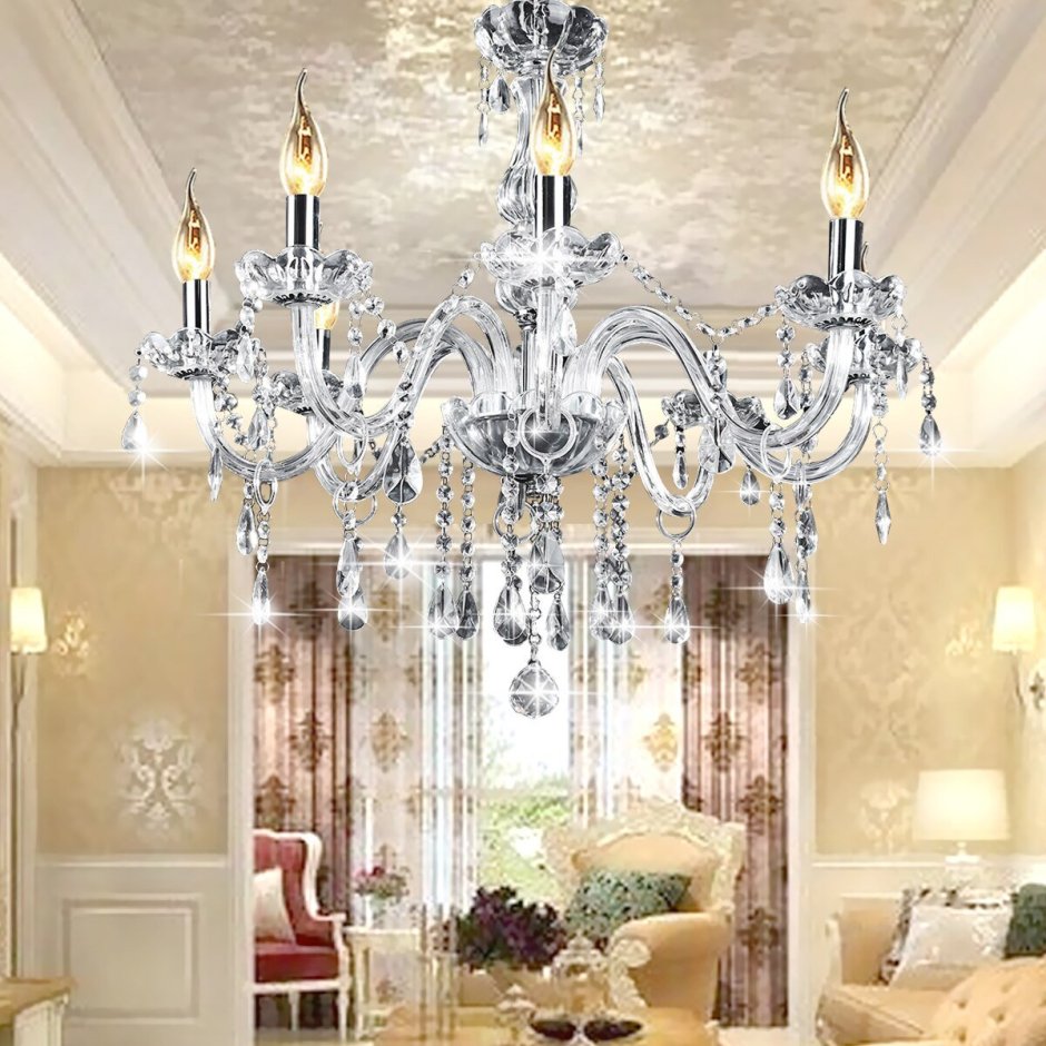 Люстра Round Glass Chandelier - Modern Style Living Room Lighting