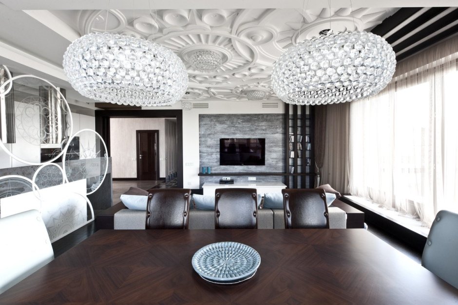 Люстры хайтек в классическом интерьере