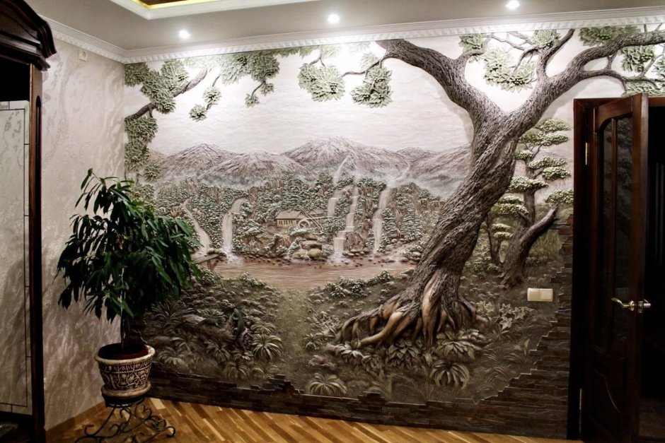 Декоративная отделка стен гипсом