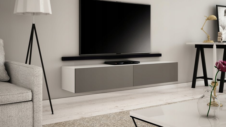 Подвесные тумбы под ТВ В золотом цвете