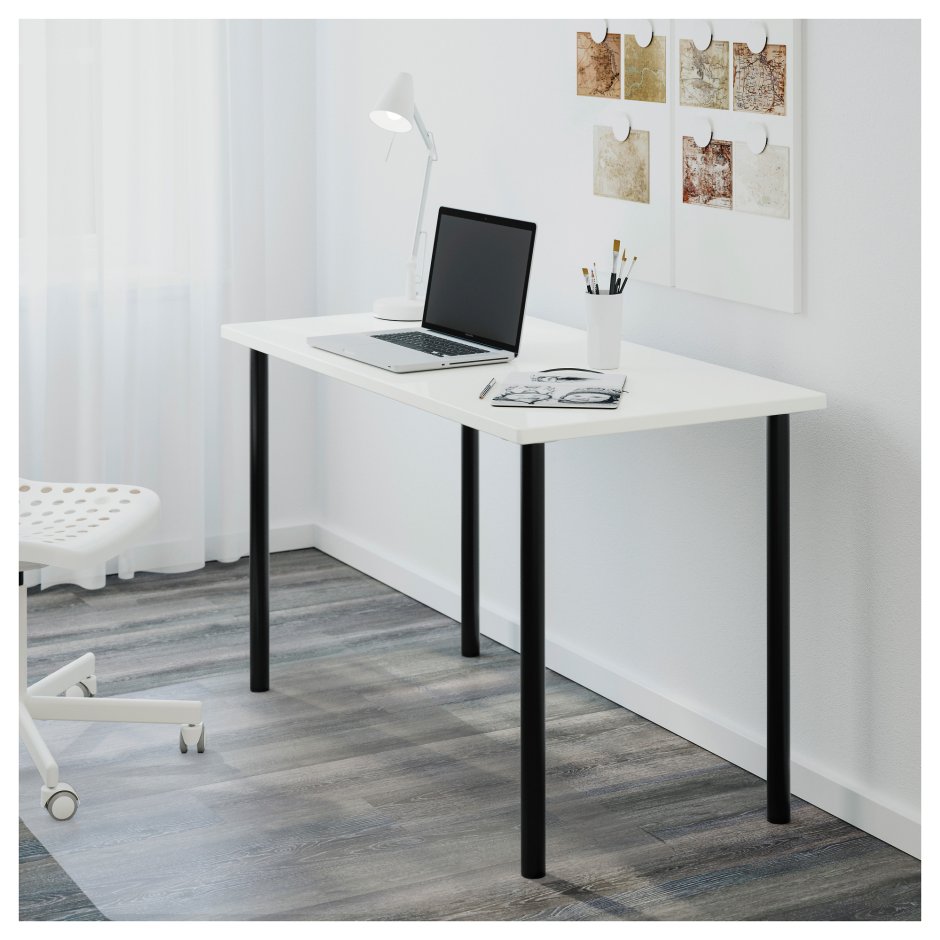 Linnmon ЛИННМОН / Adils АДИЛЬС стол, белый/черный100x60 см