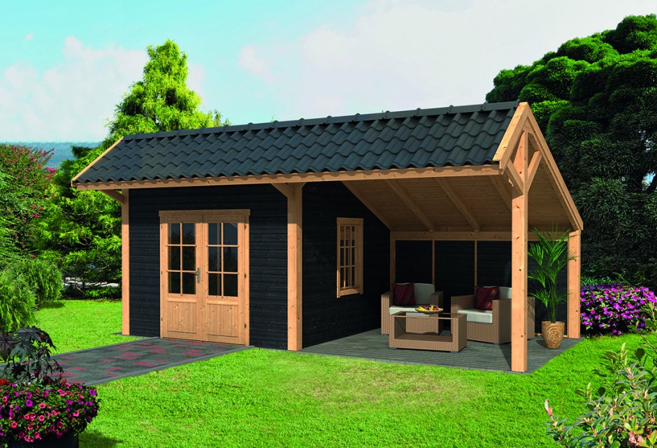 Беседка с двускатной крышей