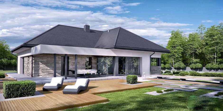 Одноэтажный дом 120кв с террасой