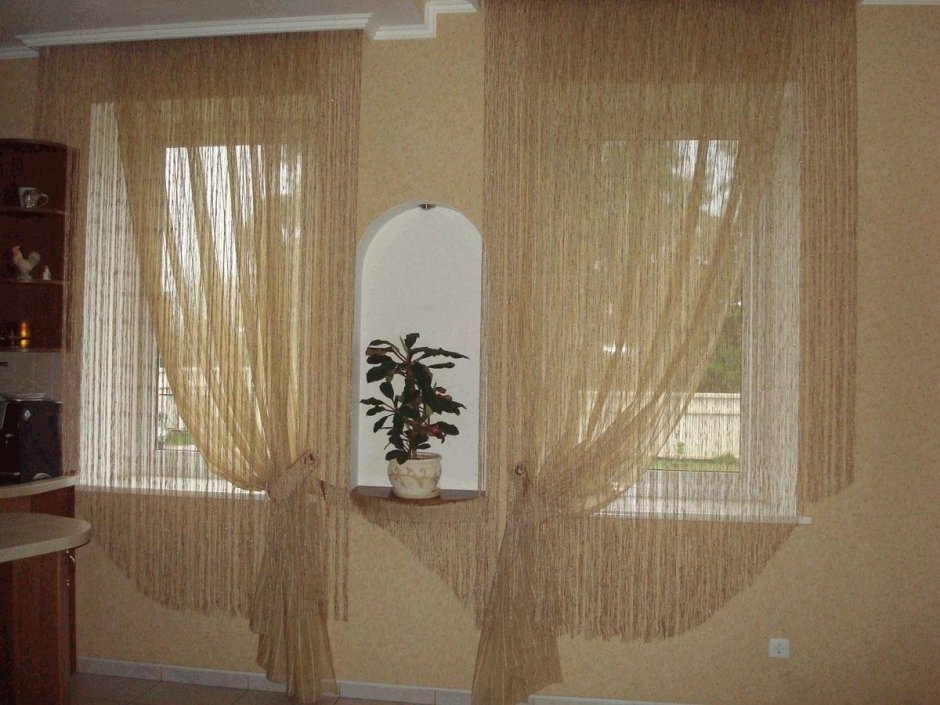 Шторы на кухню комбинации с висюльками