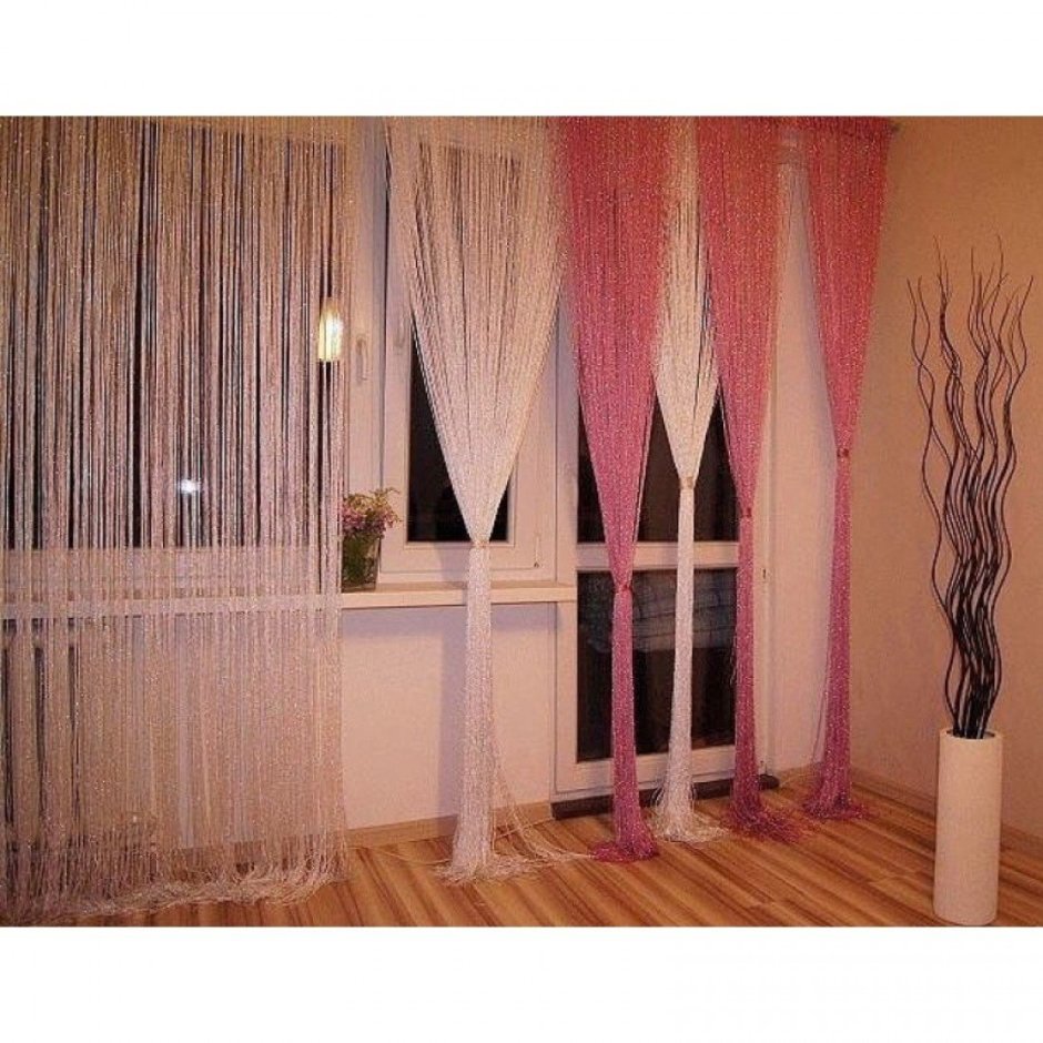 Шторы-нити кисея в интерьере